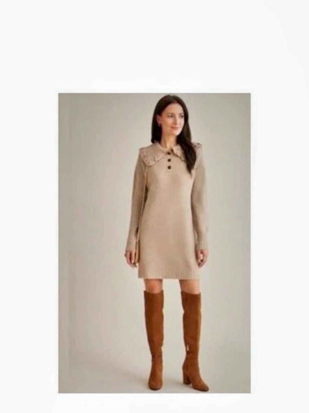 Camila Coelho Gia Sweater Dress Ribbed Brown XS